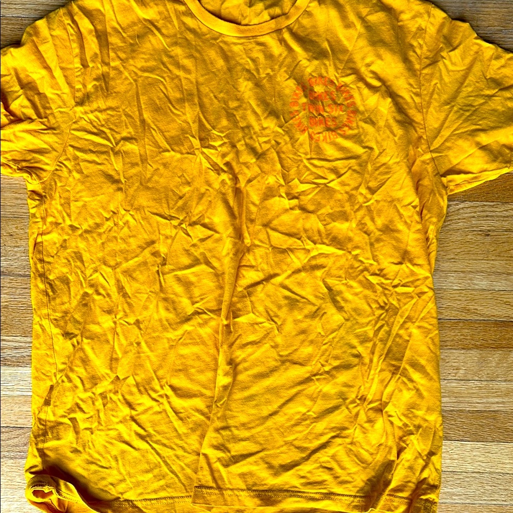Twin Six Bikes T shirt. Bright yellow with orange graphic. Men’s size XL